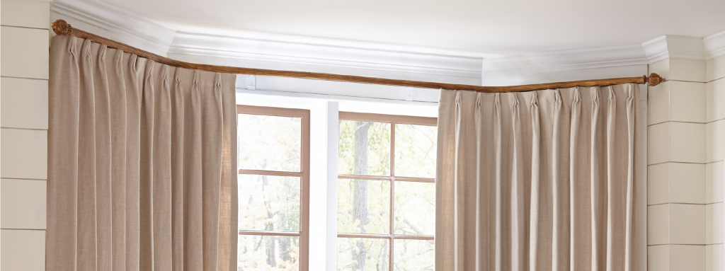 Continuous Curved Bent Traverse Rods, Traverse Rod Curtains